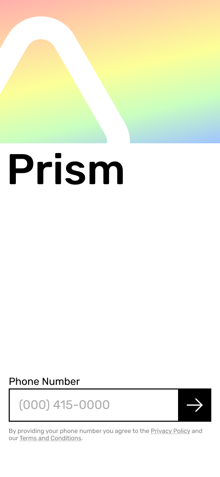 Prism login screen